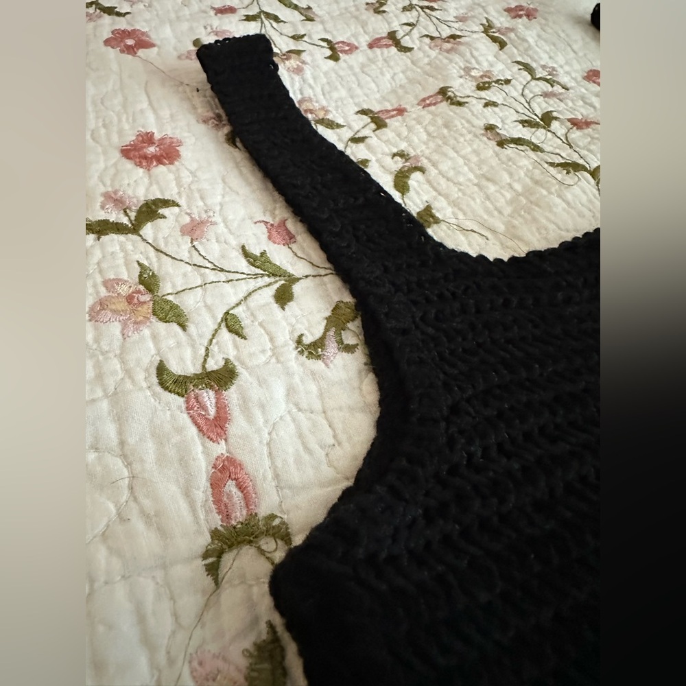 🖤 Rebellion Crochet Knit Tank Top NWT Boho Festival Beach Black Size M Summer. - Picture 4 of 10